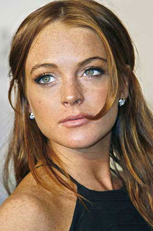 Lindsay Lohan with freckles