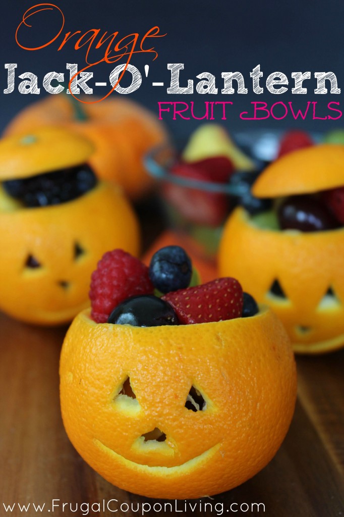 Orange Jack-O-Lantern Fruit Bowls